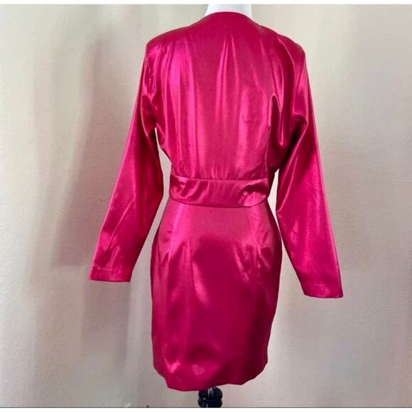 ZARA BLOGGER FAVORITE LAMINATED MINI DRESS FUCHSIA - Picture 7 of 14